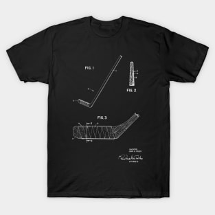 Hockey Stick Vintage Patent Hand Drawing T-Shirt